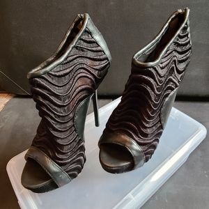 L.A.M.B Black Peep Toe Bootie size 6